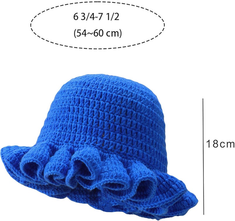 Ahouws Crochet Bucket Hat Women Trendy Knit Floppy Cap Cute Boho Handmade Beanies Outdoor Boho Travel Fishing Hat - Image 2